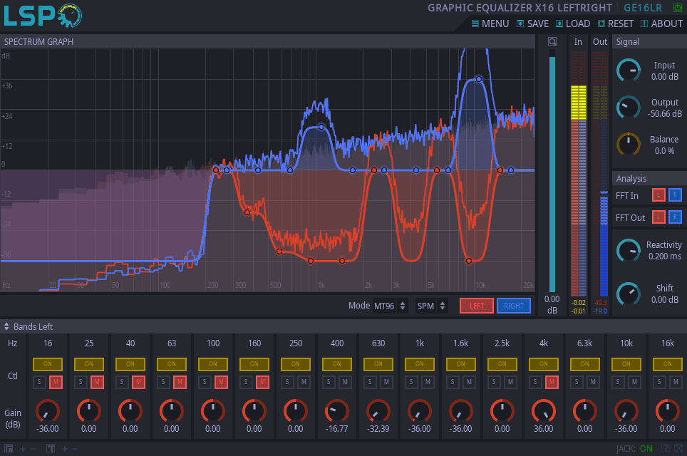 GRAPHIC EQUALIZER X16 LEFTRIGHT