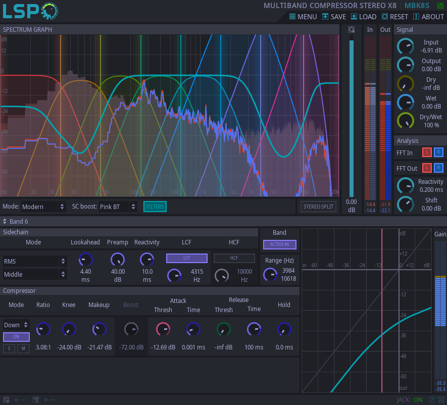 MULTIBAND COMPRESSOR STEREO X8