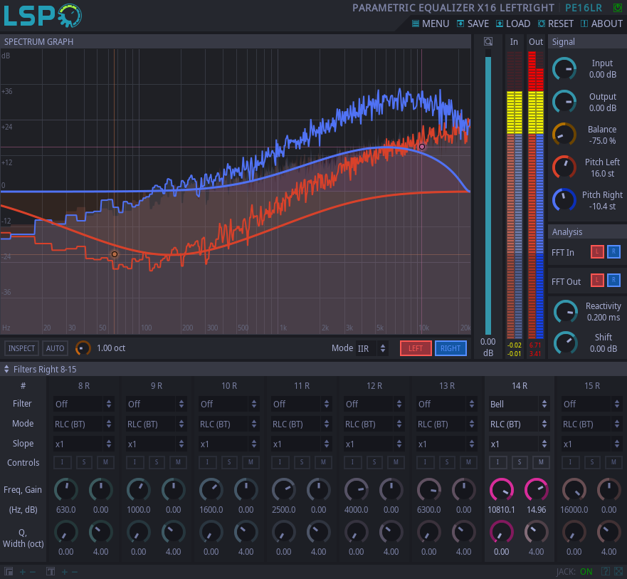 PARAMETRIC EQUALIZER X16 LEFTRIGHT