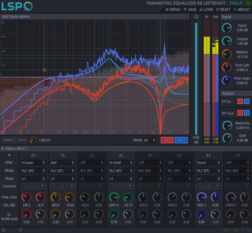 PARAMETRIC EQUALIZER X8 LEFTRIGHT